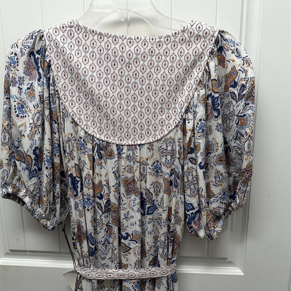 Lucky Brand Dress Peasant Cowgirl Paisley Blue White Cottage Core NEW - Picture 10 of 11